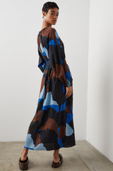 LEANNA DRESS - BLUE MULTI COLOR BLOCK