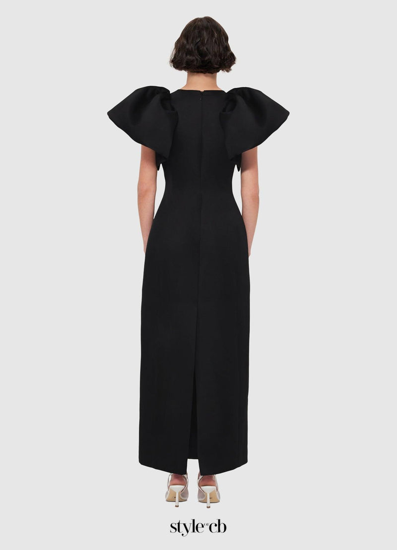 Lucinda Appliqué Floral Maxi Dress in black