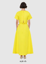 Indie Appliqué Sleeve Iris Print set in Yellow