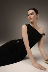 Deline Sheath Gathered Spandex Ankle Length Dress