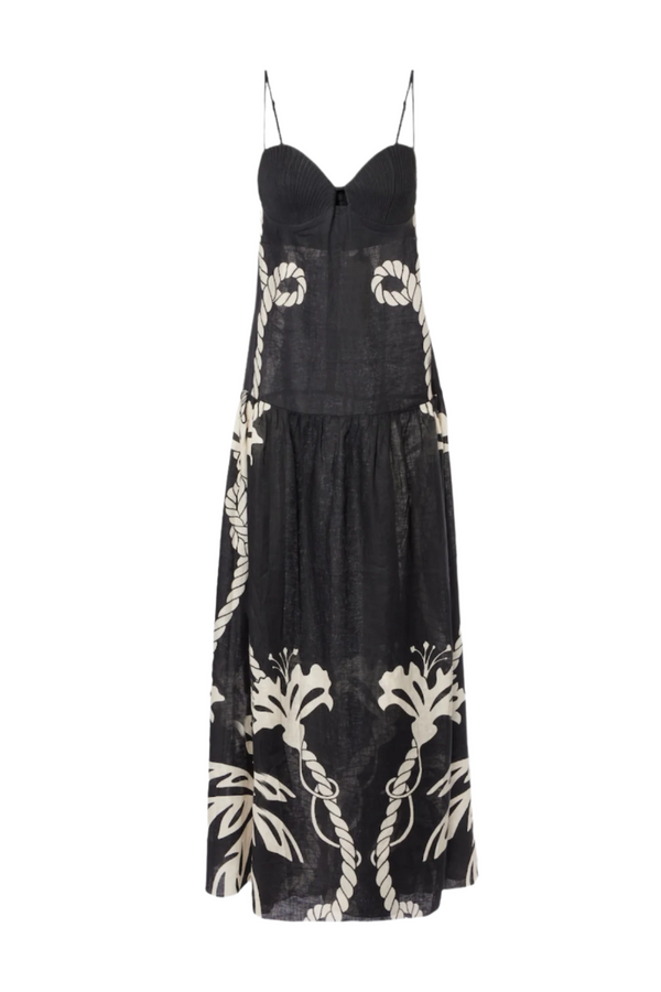 Lawerey Print Linen Maxi Dress