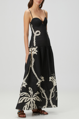 Lawerey Print Linen Maxi Dress