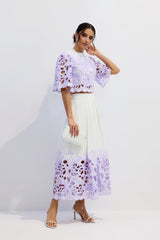 diana Floral Embroidered Two-Piece Set in purple