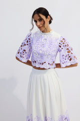 diana Floral Embroidered Two-Piece Set in purple