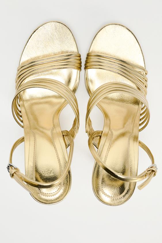 METALLIC STRAPPY SANDALS