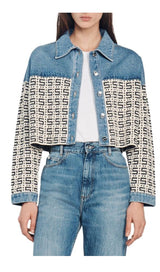 CORDOUE LOGO JACQUARD DENIM CROPPED JACKET