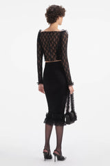 Meghn Lace Ruffle Top