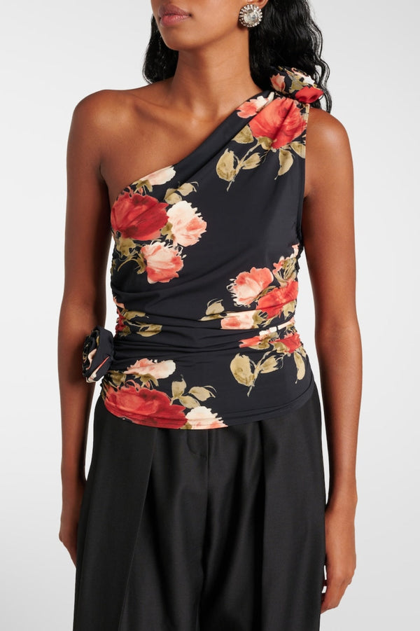 Mercy Floral Ruched One Shoulder Top