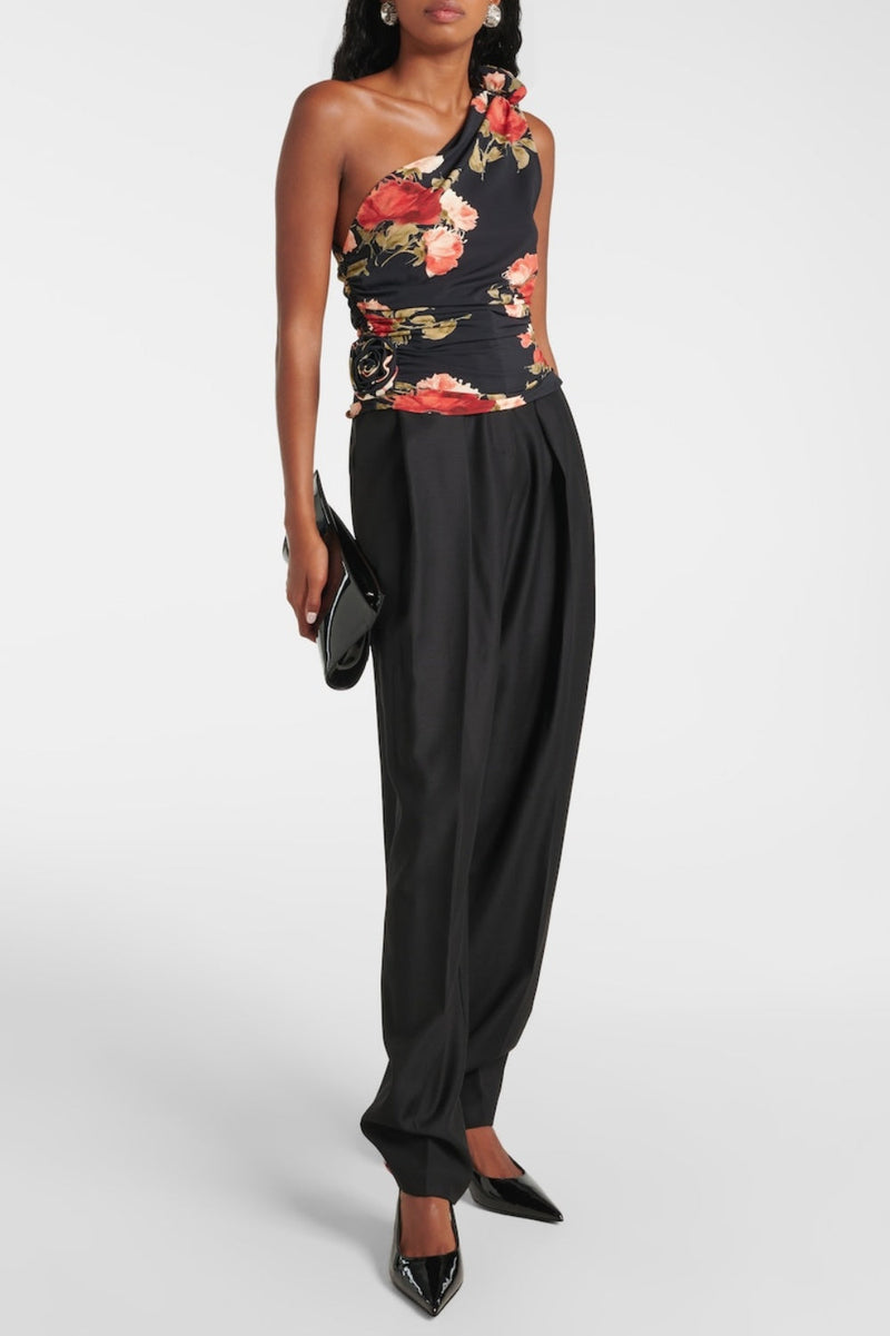 Mercy Floral Ruched One Shoulder Top