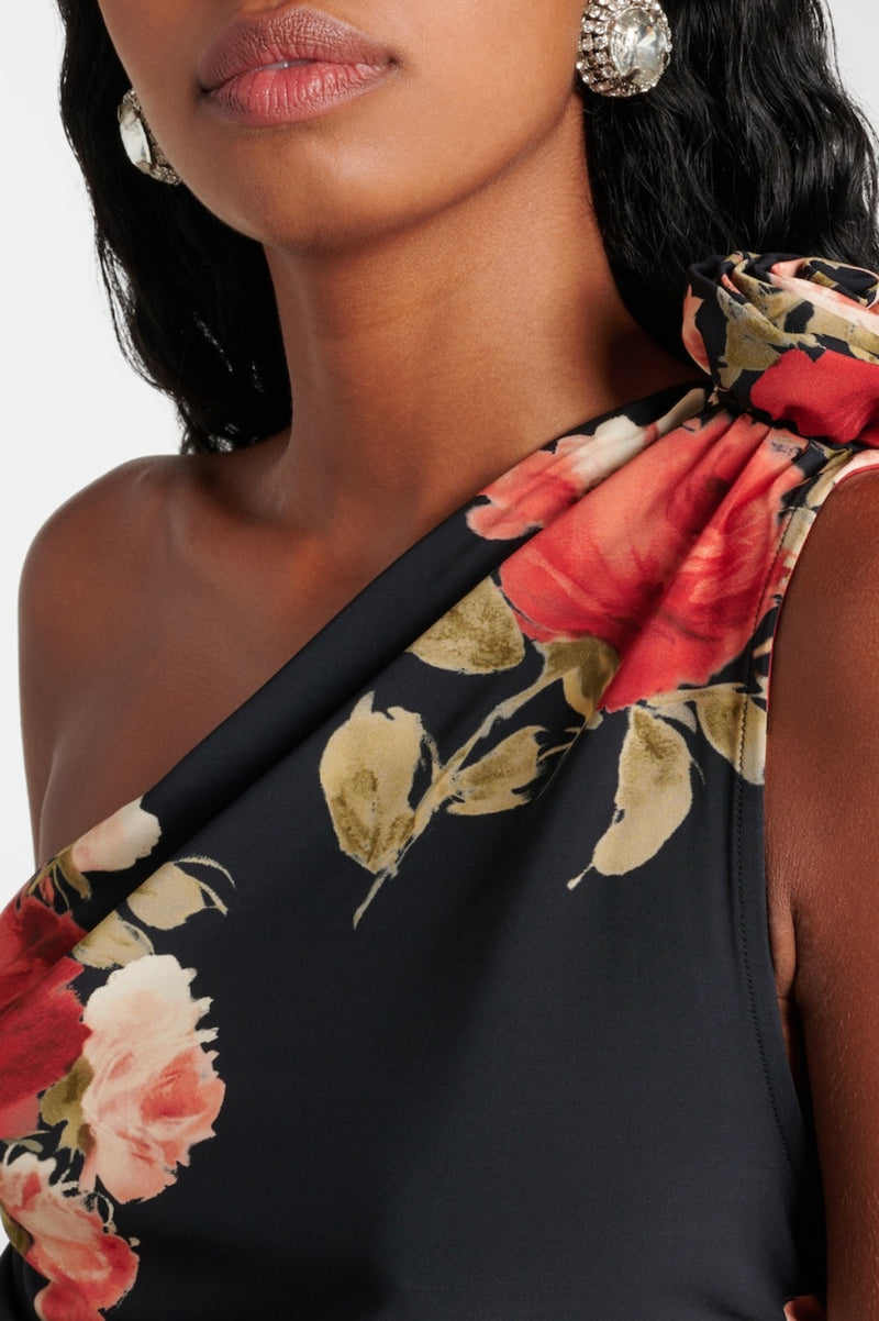 Mercy Floral Ruched One Shoulder Top