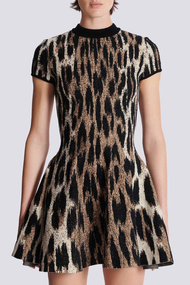 Miette Leopard Jacquard Knit Mini Dress