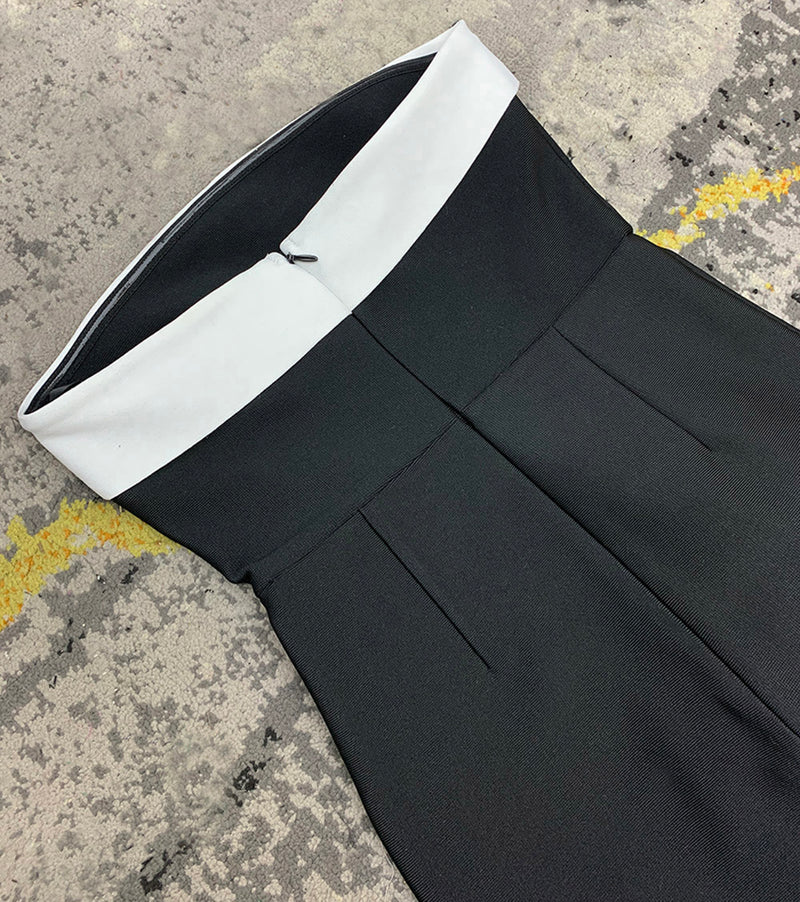 Makala 3d Flower Fishtail Maxi Bandage Dress in black