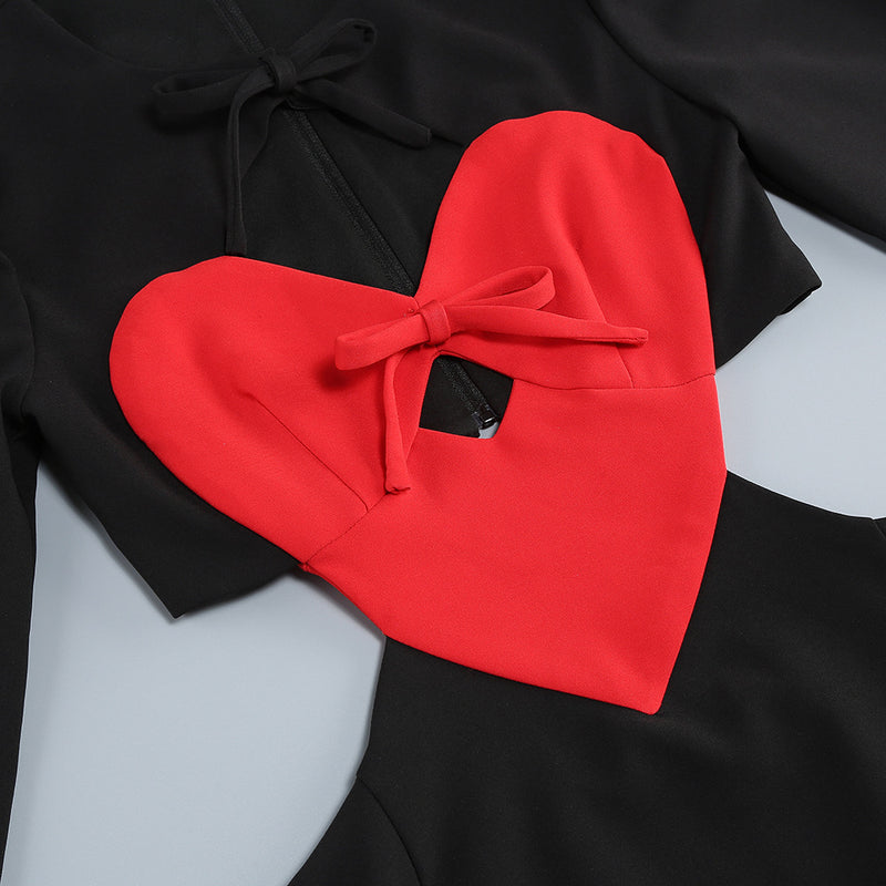 HEART BOW CUTOUT MINI DRESS