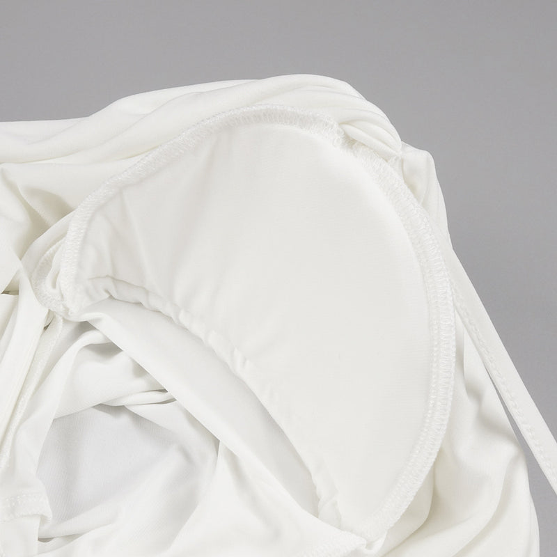 long sleeve draped cowl neck maxi dress in white