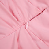 bess One-shoulder slant neck pleated maxi dress in pink