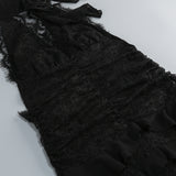 hulda cotton lace hollow maxi dress in black