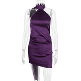 WRAP NECK DRESS IN NIGHT SHADE
