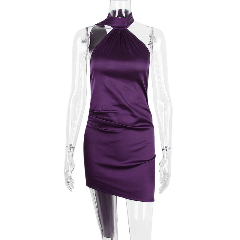 WRAP NECK DRESS IN NIGHT SHADE