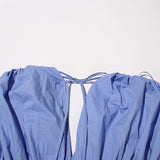 PATCHWORK APPLIQUES MIDI DRESS IN BLUE