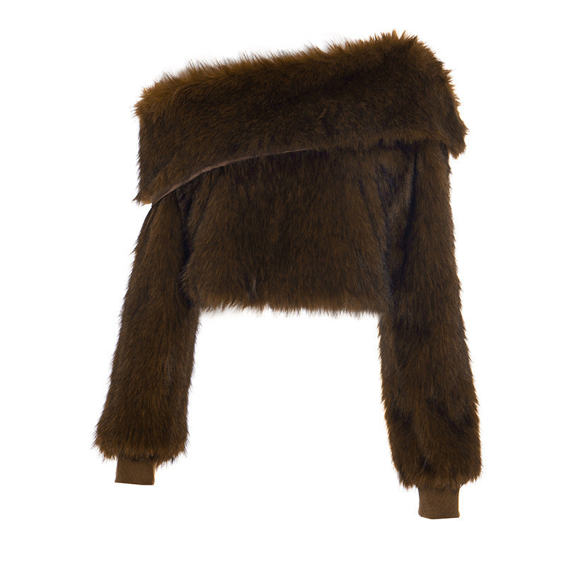 stacey One Shoulder Furry Top