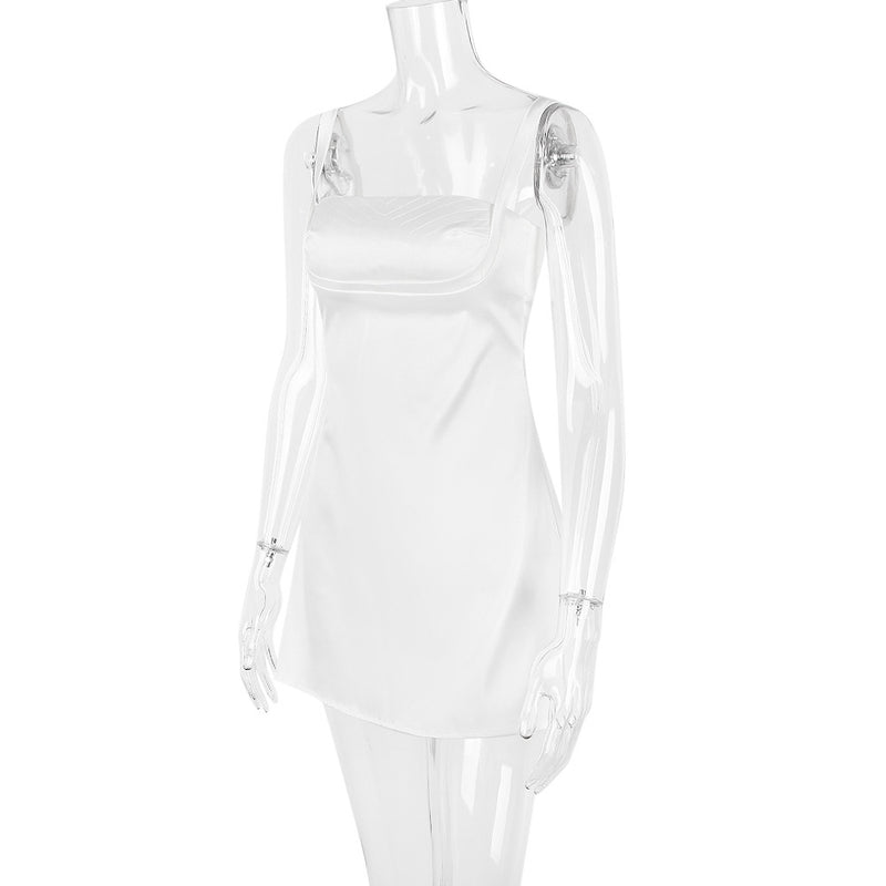 SATIN VINTAGE CREAM MINI DRESS