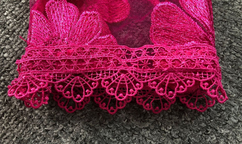 Rose red floral lace Long Sleeve Mini Dress