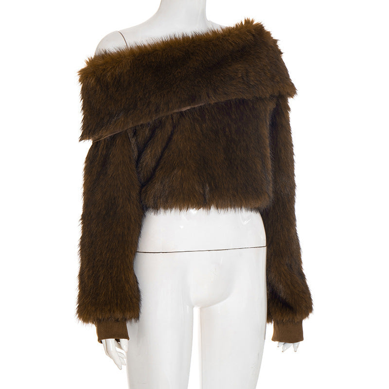 stacey One Shoulder Furry Top
