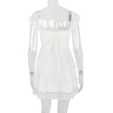 SATIN  LACE MINI DRESS