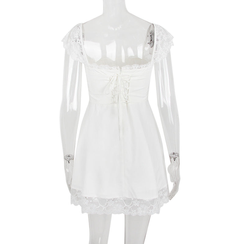 SATIN  LACE MINI DRESS