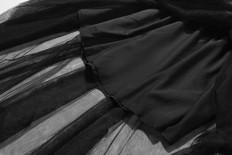 mandy two-tone pleated tulle suit