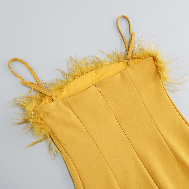 STRAPPY FEATHER MAXI DRESS