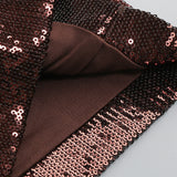 nora brown Sequin halterneck deep V high waist flared jumpsuit