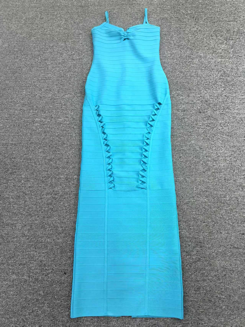 nancy hollow Bandage Maxi Dress in blue