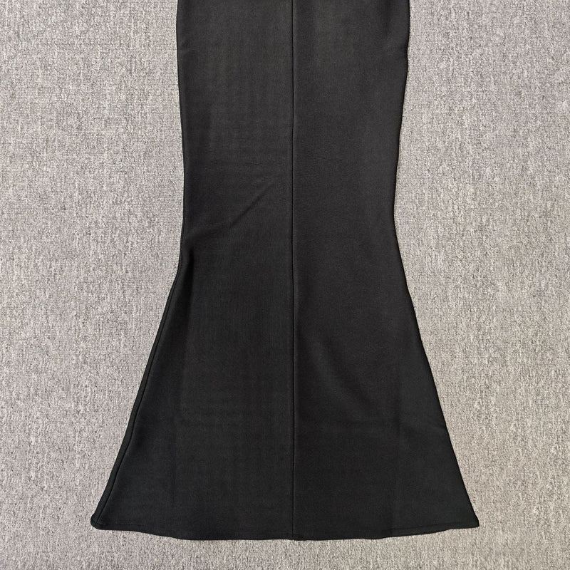 sally 3D Flower Decorative Bandage maxi Dress in black