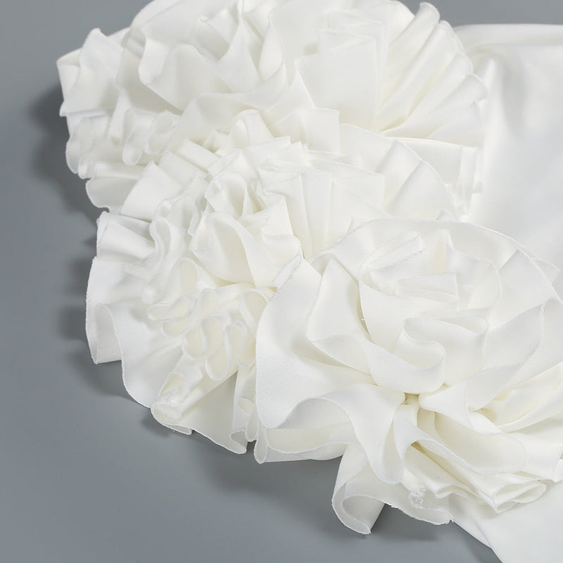 sherry Halterneck Floral Applique Maxi Dress in white