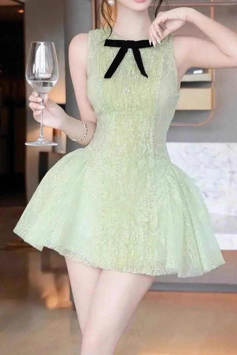 eleanore sleeveless embroidered mini dress in green