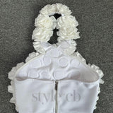 flower bandage midi dress in white