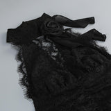 hulda cotton lace hollow maxi dress in black