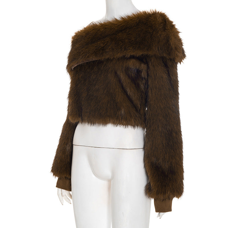 stacey One Shoulder Furry Top