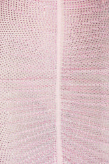 Hollow Mesh Rhinestone Sleeveless maxi Dress in pink