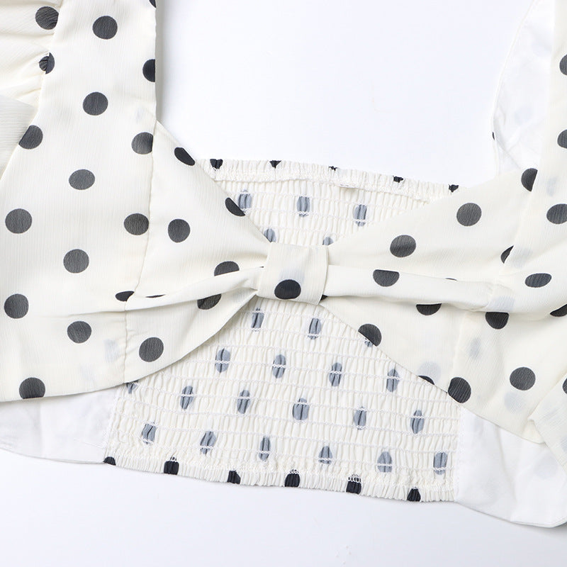 POLKA DOT SKIRT SET IN WHITE