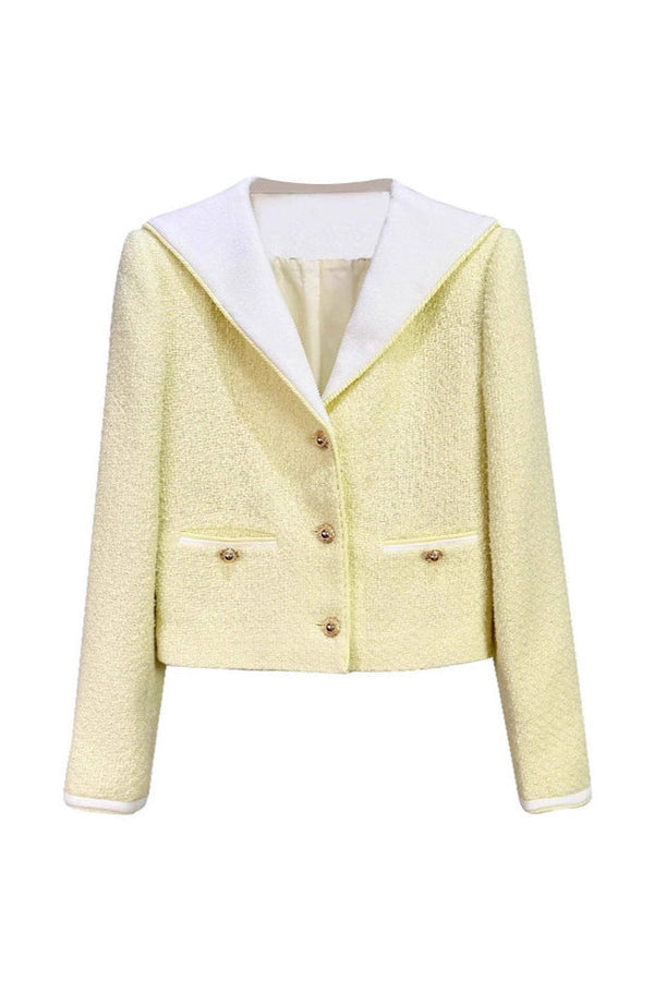 sigrid Boucle Contrast Collar Jacket in Yellow