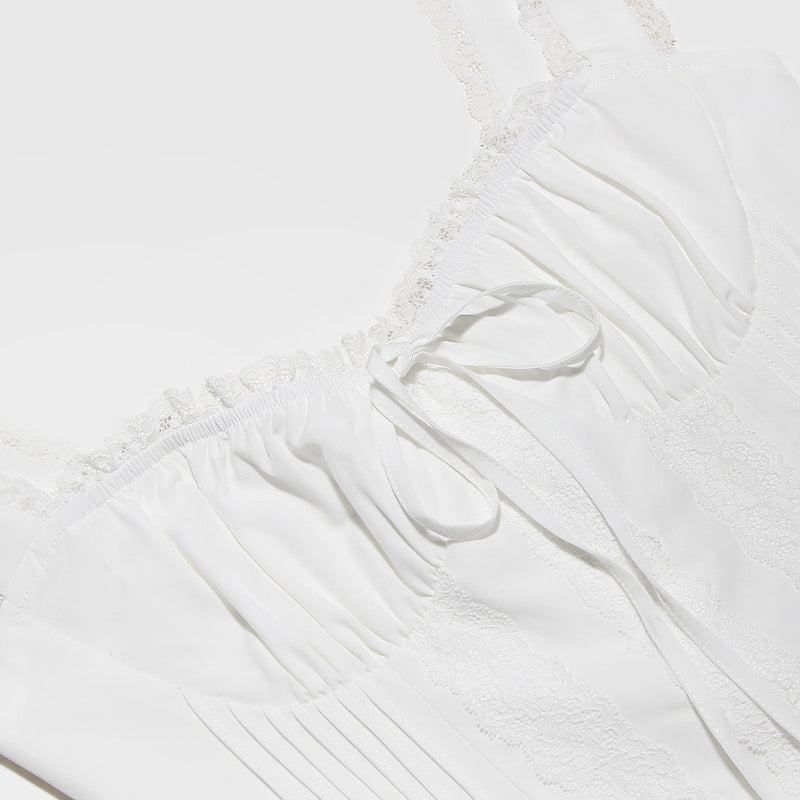 LACE CORSET MINI DRESS IN WHITE