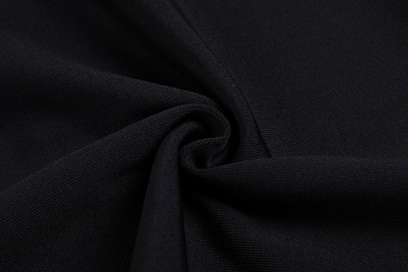 STRAPLESS PEARL EMBELLISHED STRETCH BODYCON DRESS IN BLACK