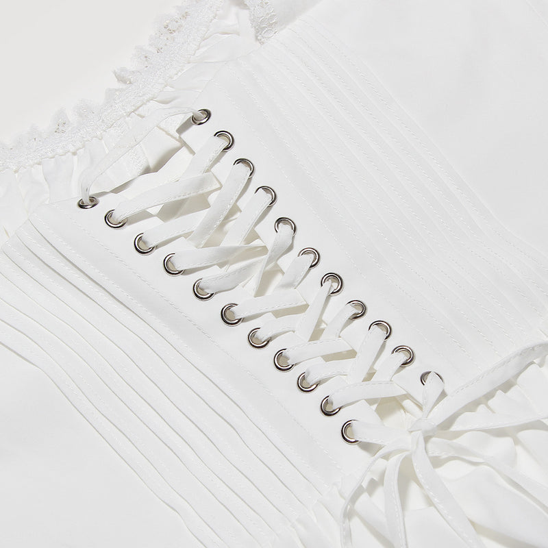 LACE CORSET MINI DRESS IN WHITE