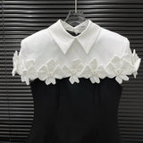 alma Collar Flower Mini Dress In Black