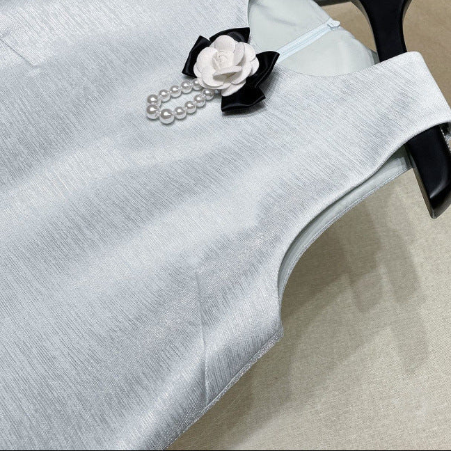 nicola Flowers Sleeve less Top Skirt Two-Piece Set in mint