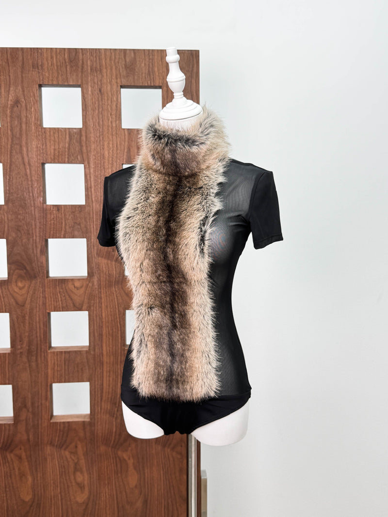 elma furry embellished Turtleneck Bodysuit in black
