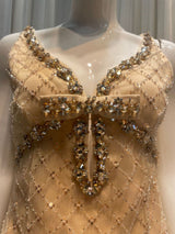 mona Embellished Rhinestone Sequin Mini Dress in yellow