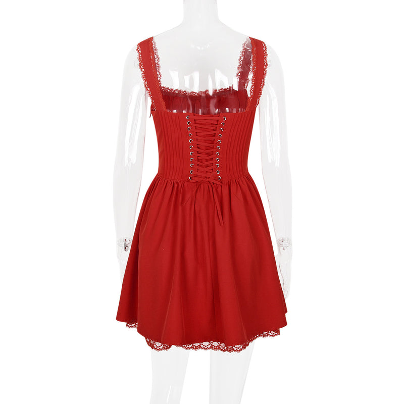 LACE CORSET MINI DRESS IN WHITE